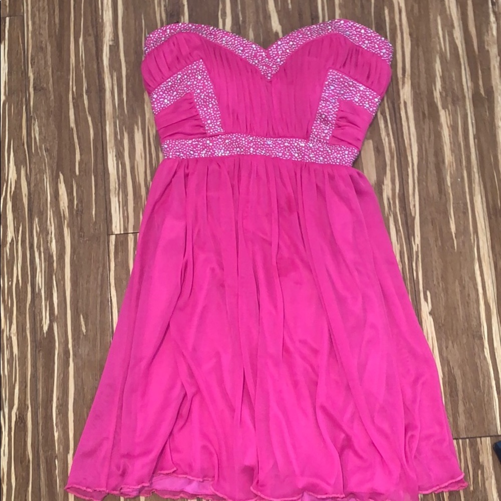 pink strapless dress